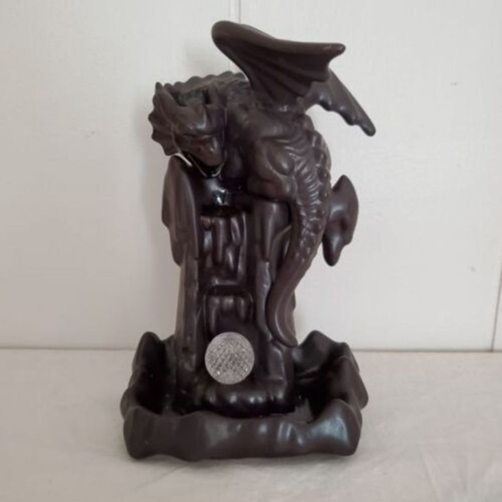 Dragon Backflow Incense Burner LED Color Changing Crystal Ball Ceramic Fantasy - Picture 3 of 10